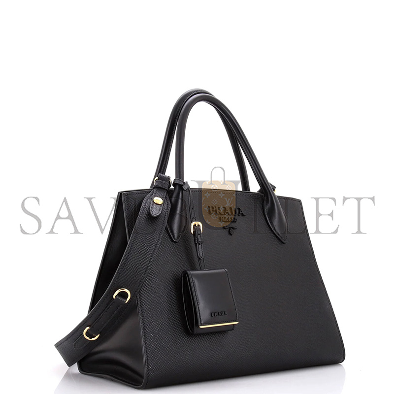 Pra*a monochrome tote saffiano with city calf medium 1ba155 (33*24.5*15cm)